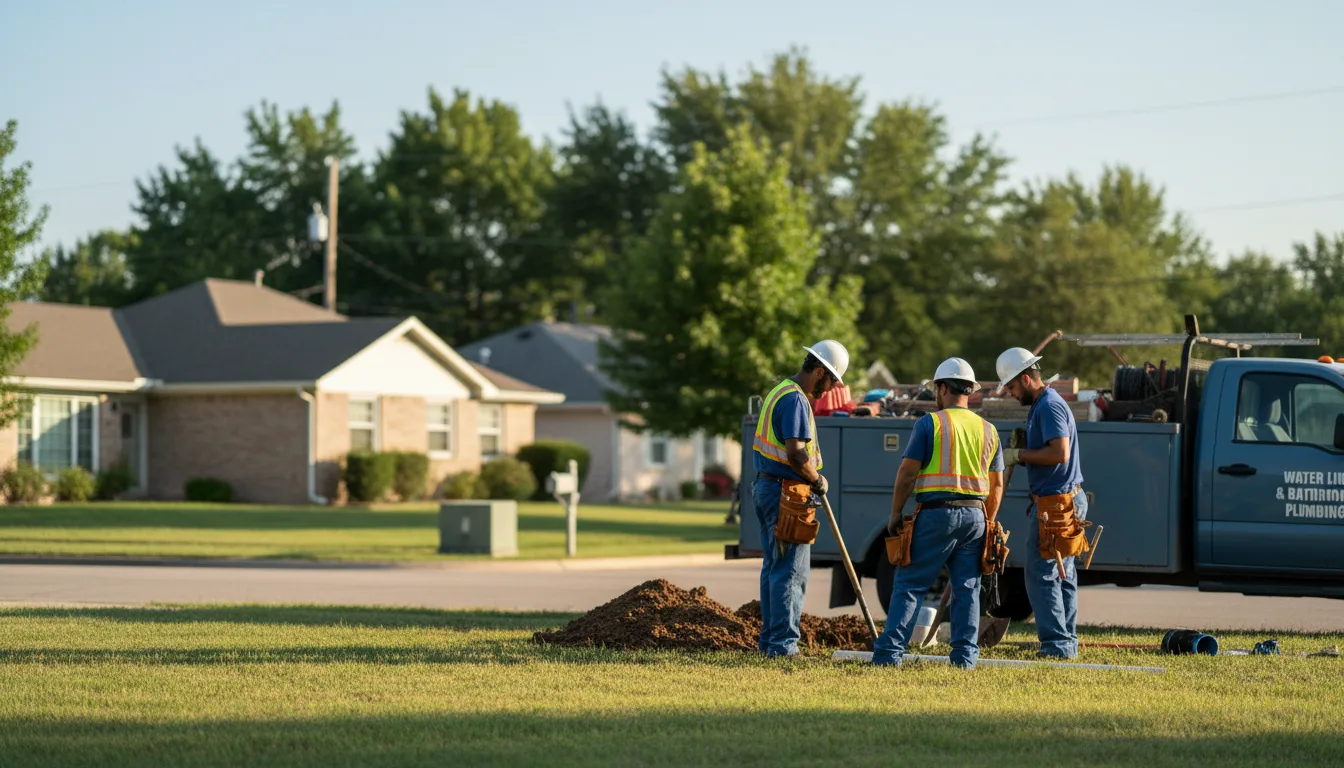 Residential water line and bathroom plumbing service in Maysville, OK